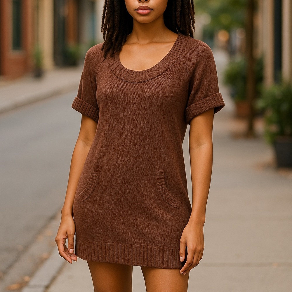 New York & Company Brown Sweater Dress